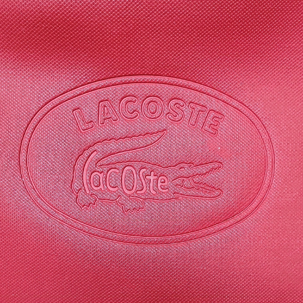 Lacoste Red Vinylon Crossbody Bag with Embossed Logo and Navy Rib Trim - Picture 2 of 9